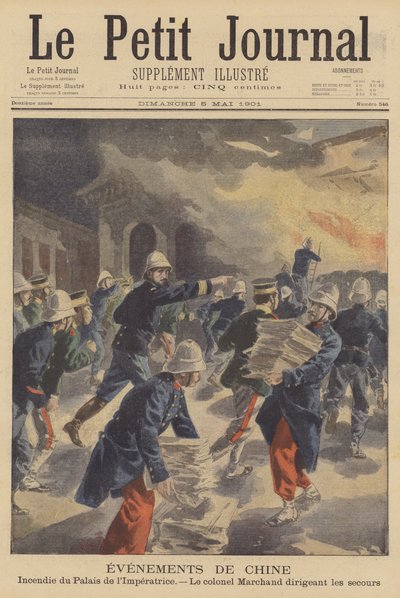 Brand van het paleis van de keizerin in Peking door French School